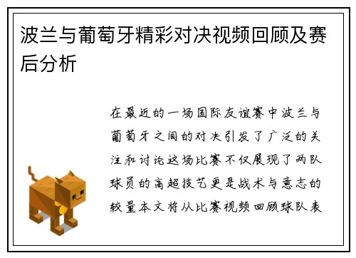 波兰与葡萄牙精彩对决视频回顾及赛后分析